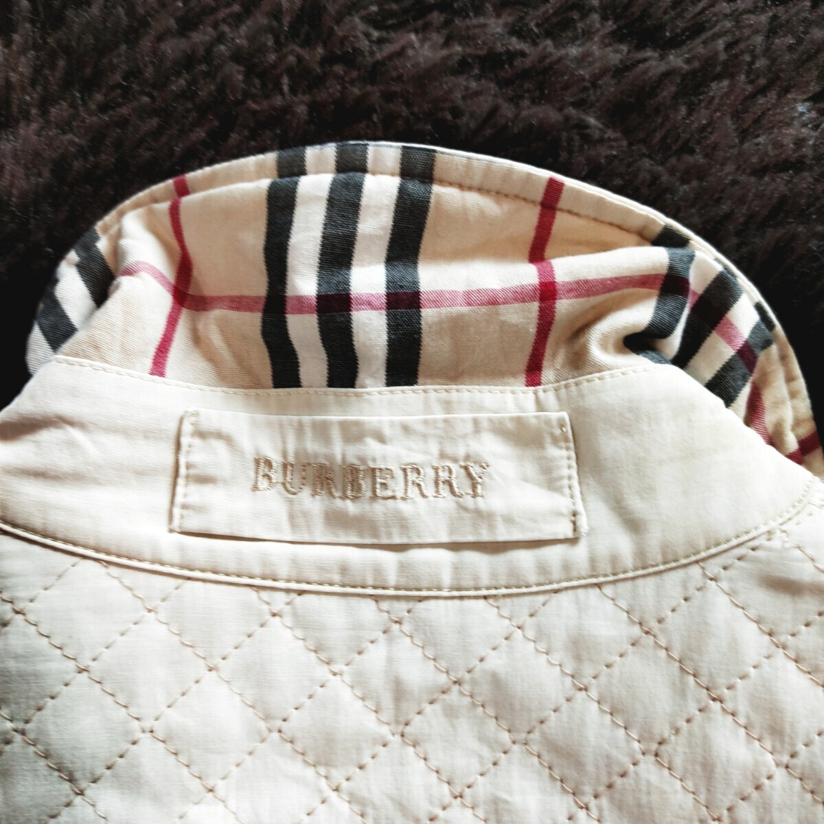 BURBERRY LONDON ①【高級品質 英国製】バーバリーロンドン キルティング ジャケット アウター ノバチェック 白 made in ENGLAND 男女兼用の画像8