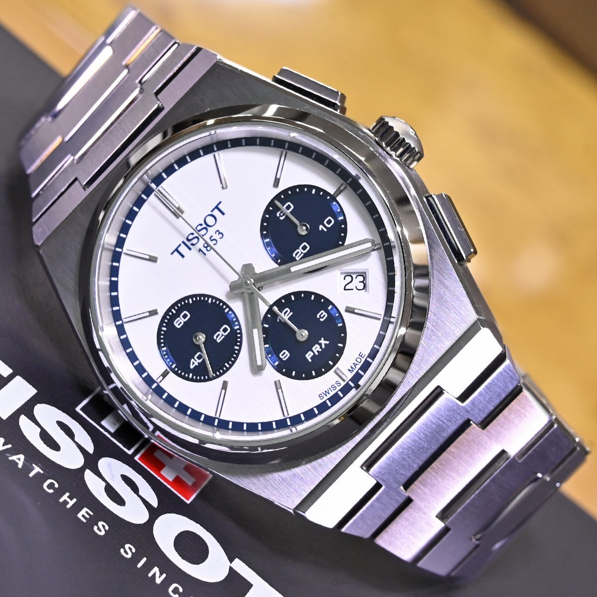 本物 新品 TISSOT PRX オートマティック クロノグラフ シースルーバック メンズウォッチ 男性用自動巻腕時計 保存箱 ギャラ 冊子付 ティソの画像2