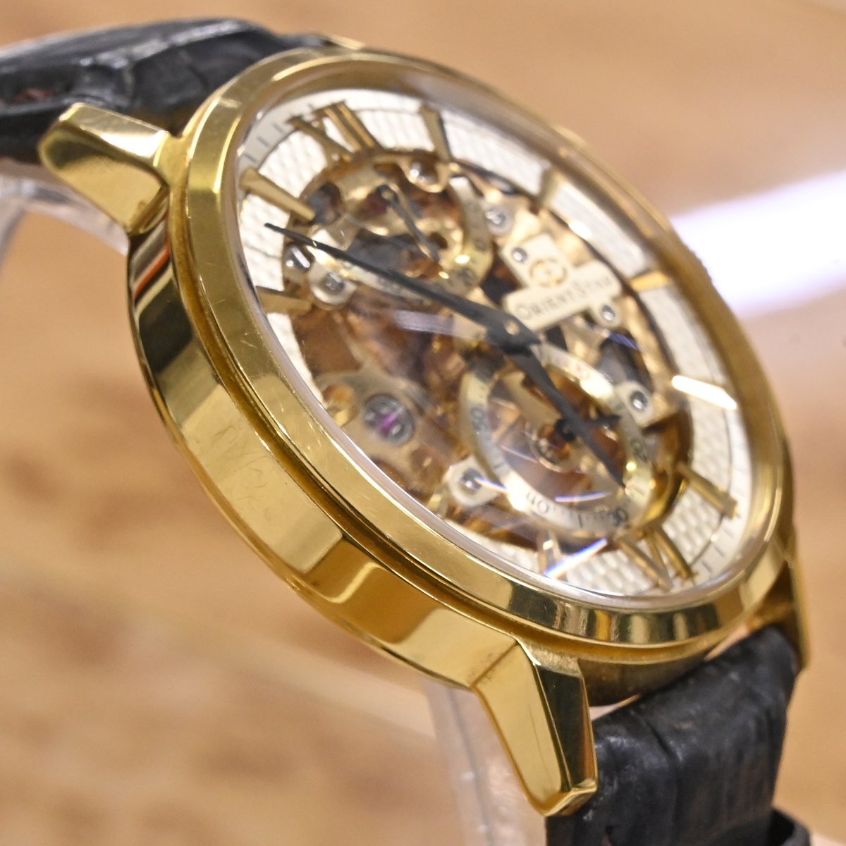 本物 美品 オリエント 定価270,000円 WZ0031DX スケルトン 手巻き腕時計 メンズウォッチ 保存箱 保証書 取説付 ORIENT STAR_画像5