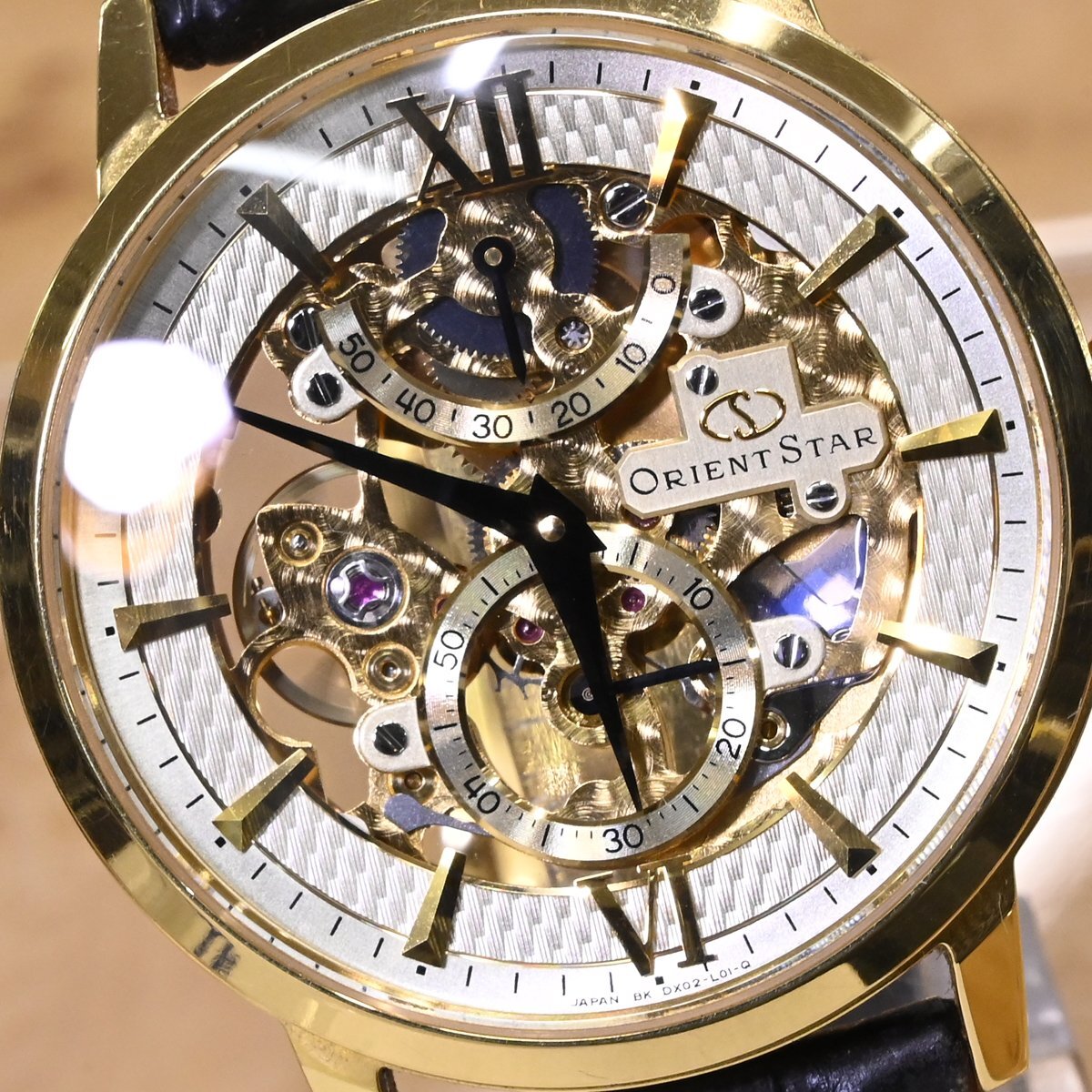 本物 美品 オリエント 定価270,000円 WZ0031DX スケルトン 手巻き腕時計 メンズウォッチ 保存箱 保証書 取説付 ORIENT STAR_画像3