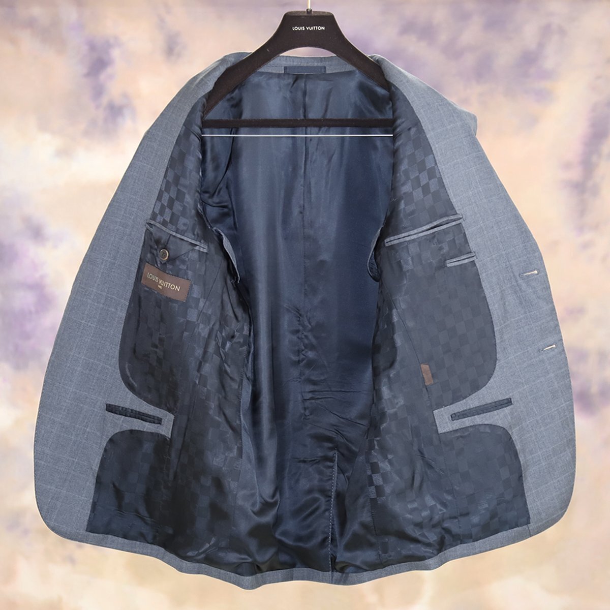 本物 超美品 ルイヴィトン 総ダミエグラフィット裏地 シングルスーツ メンズ50 ブレザージャケット パンツ スラックス セット 国内正規品の画像5
