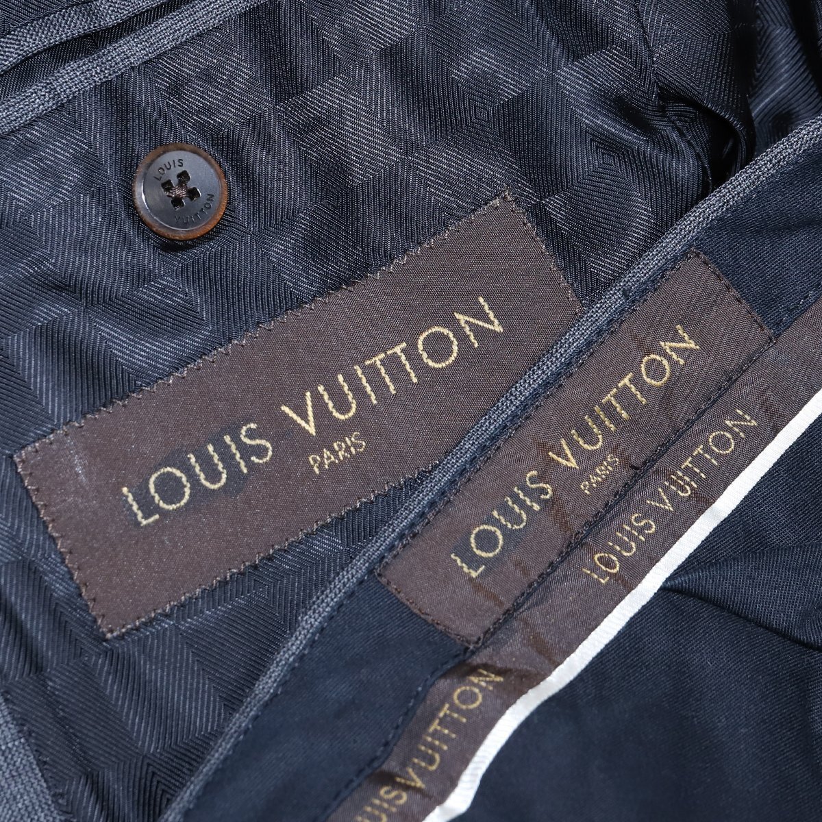 本物 超美品 ルイヴィトン 総ダミエグラフィット裏地 シングルスーツ メンズ50 ブレザージャケット パンツ スラックス セット 国内正規品の画像8