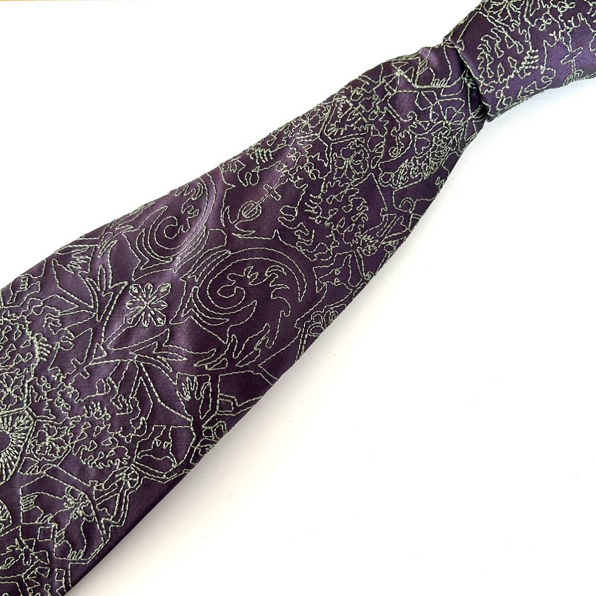 クリスチャンラクロワ 総刺繍 ネクタイ イタリア製 シルク