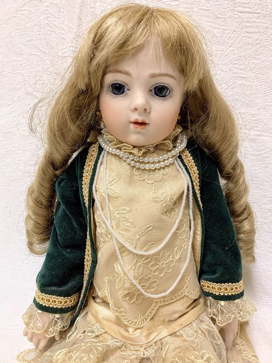 13714/アンティークドール 可愛い女の子 ブリュ・ジュン ビスクドール ドールチェア付 ブリュジュン 西洋人形 陶器人形_画像4