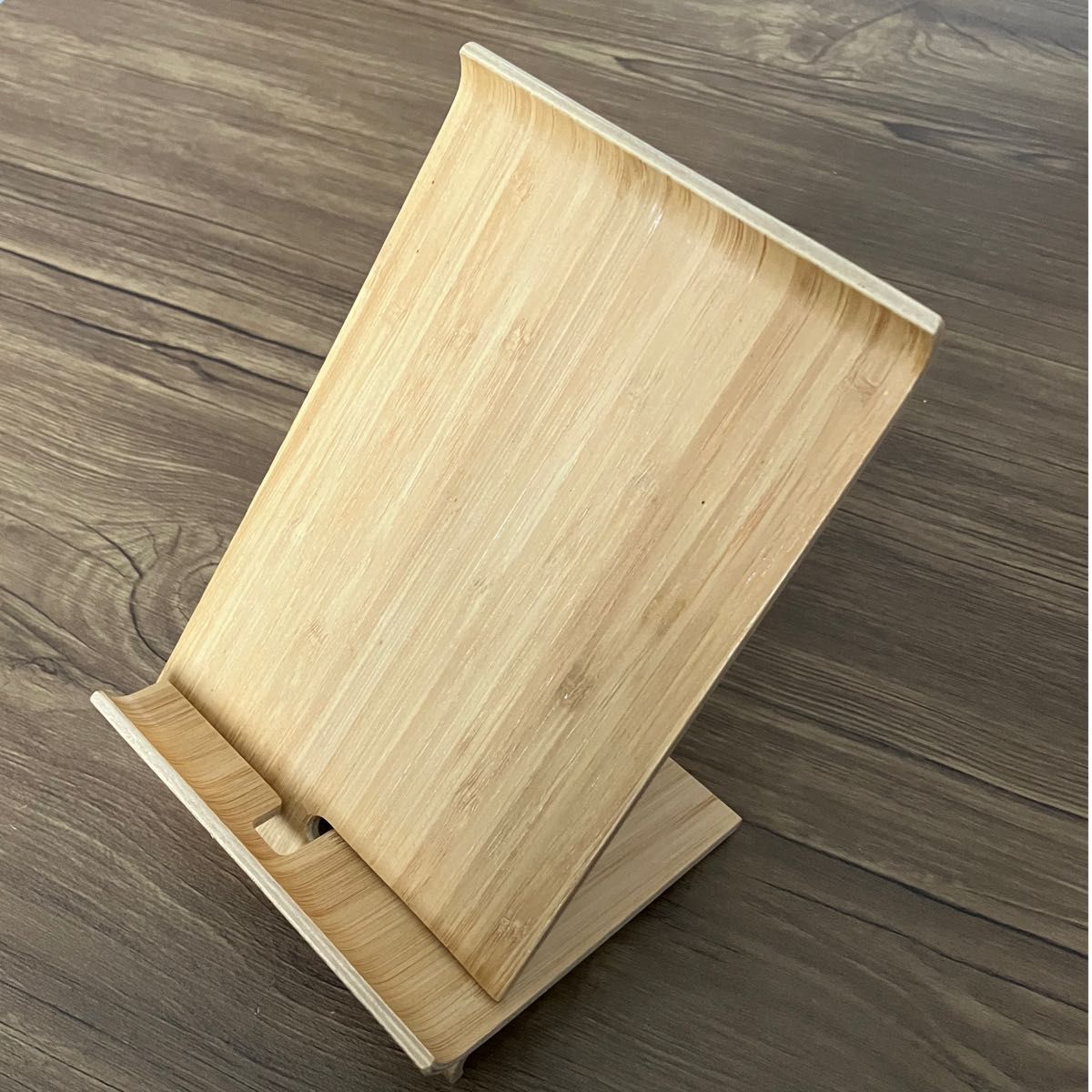 スマホ　タブレット　スタンド　木製　簡単　持ち運び