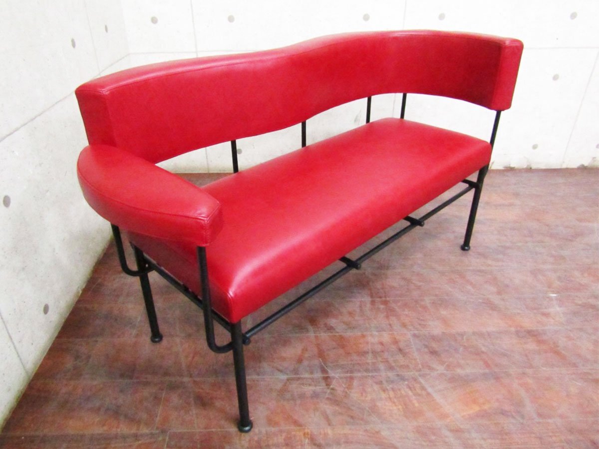 ■新品/未使用品/STELLAR WORKS/高級/FLYMEe/Cotton Club Lounge Chair Two Seater(1988)/Carlo Forcolini/牛革/レッド/442,200円/ft8561m_画像2