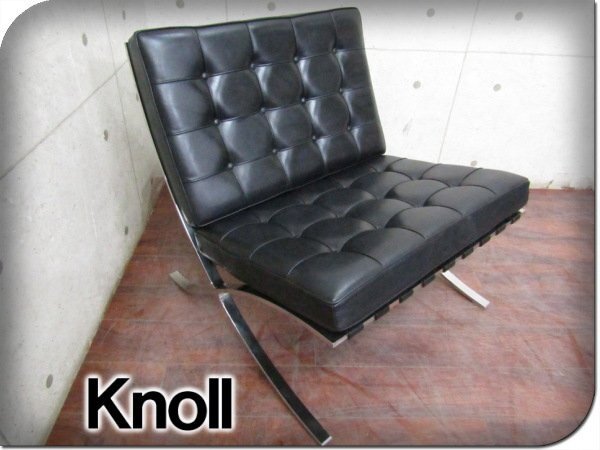 展示品/Knoll/最高級/ミースファンデルローエ/Barcelona Chair/バルセロナチェア/黒総革/デザイナーズモダン/1人掛けソファ/125万/eee5801k_画像1