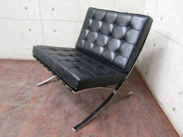 展示品/Knoll/最高級/ミースファンデルローエ/Barcelona Chair/バルセロナチェア/黒総革/デザイナーズモダン/1人掛けソファ/125万/eee5801k_画像2