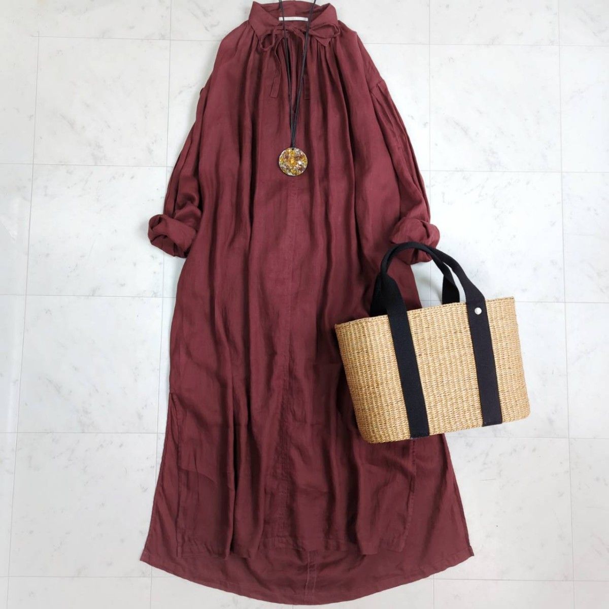 美品 リトルスージー Little Suzie リネンカフタンドレス 美品 リトルスージー Little Suzie リネンカフタンドレス