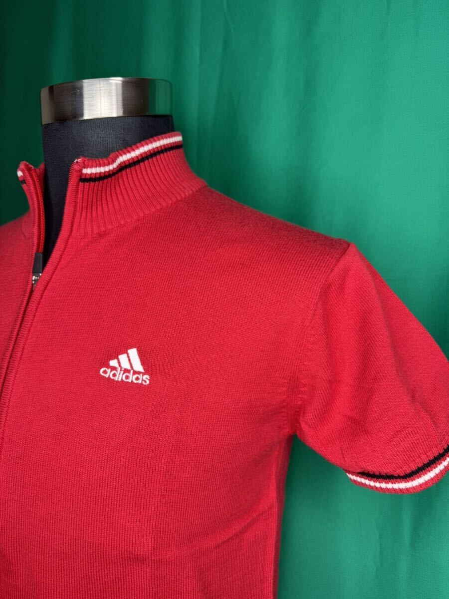 adidas Adidas Golf Zip выше вязаный красный красный короткий рукав лучший б/у M размер внешний прекрасный товар кроме этого множество выставляется!