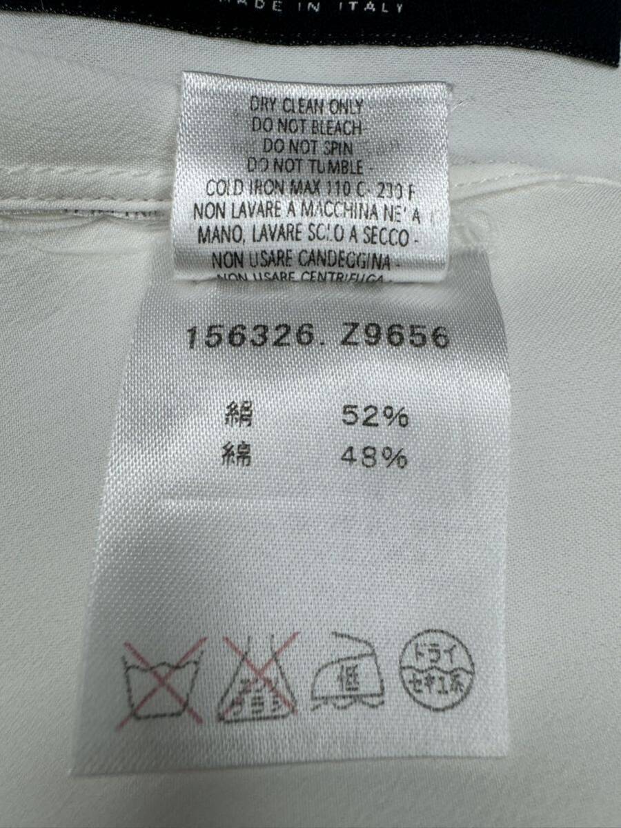 GUCCI グッチ シルク 絹 長袖シャツ 最高級 カフスボタン 本物 中古品 白 ホワイト 首周り38㎝ 15インチ Mサイズ相当の画像9
