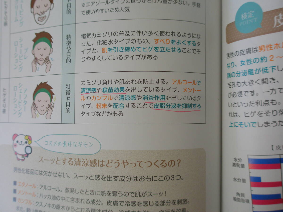 大きくなってもっと学びやすい! !　日本化粧品検定　１級、２級・３級対策テキスト　コスメの教科書　第２版　２冊　線引きなどあり_画像6
