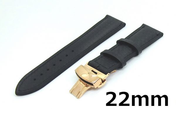 наручные часы резиновая лента чёрный 22mm D пряжка розовое золото 