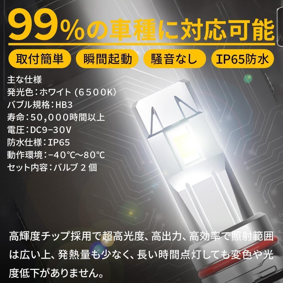 hb3 led ヘッドライト ハイビーム用 高輝度 HB4 9005 9006 6000K ホワイト 24000LM IP65防水等級 DC9-30V 12V 24Vの画像2