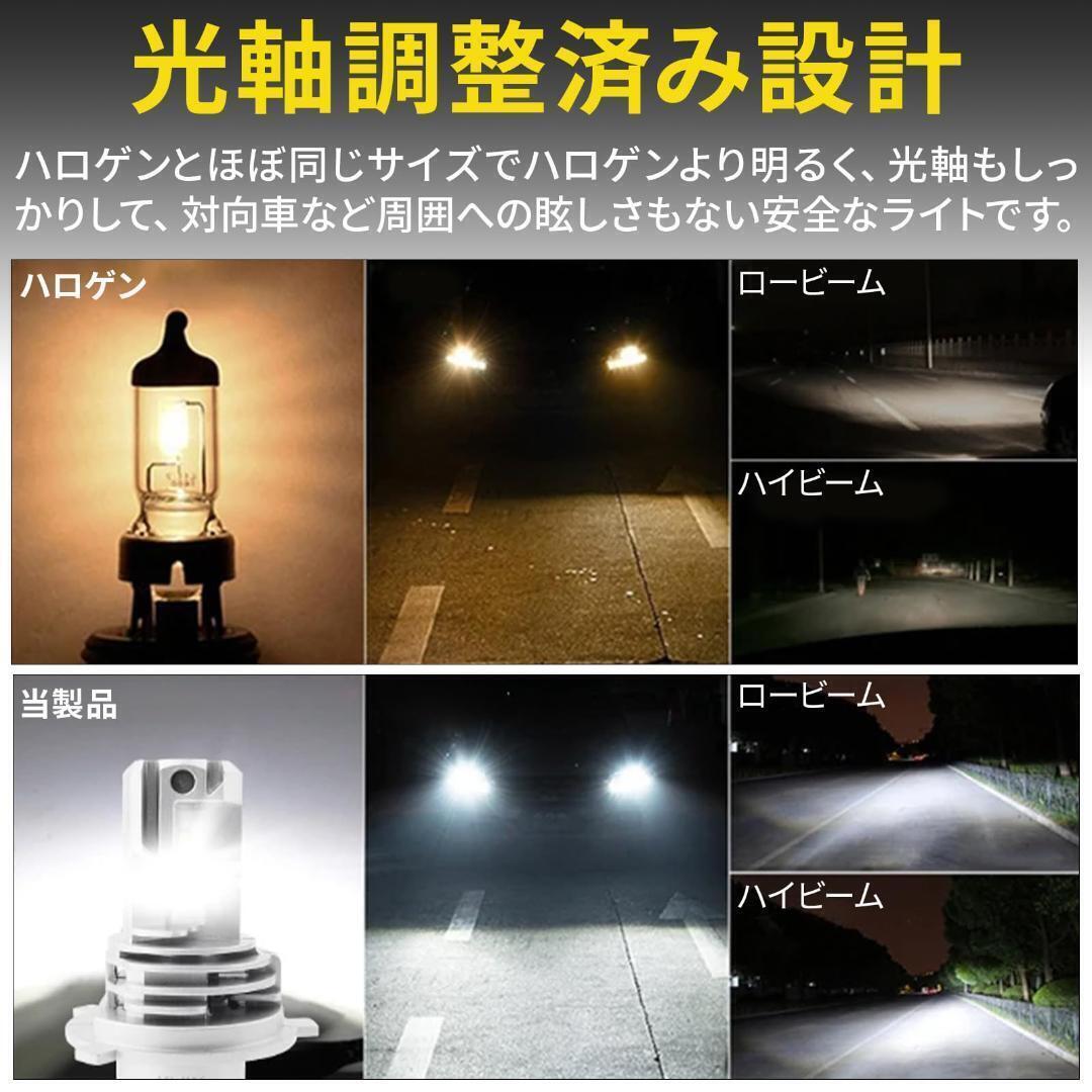 H4 LED ヘッドライト 高輝度 白 12000LM IP65防水等級 ロービーム ハイビーム Hi/Lo ホワイト 12V 24V 2個_画像5