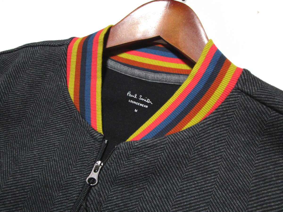 新品 【ポールスミス】 ヘリンボーン　ジップトラックブルゾン　チャコール杢　サイズM　ジャージ　Paul Smith LOUNGEWEAR_画像4