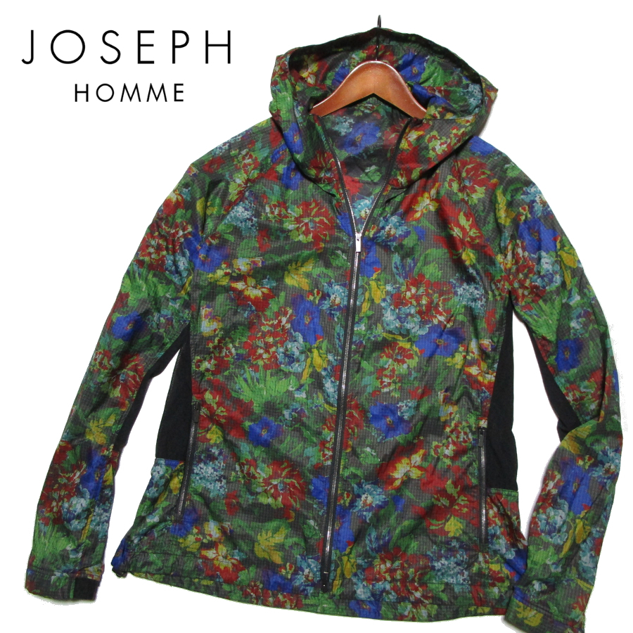 【JOSEPH HOMME ジョゼフオム】 ボタニカル ナイロンジップジャケット サイズ50（XL） サイドメッシュ オンワード樫山の画像1