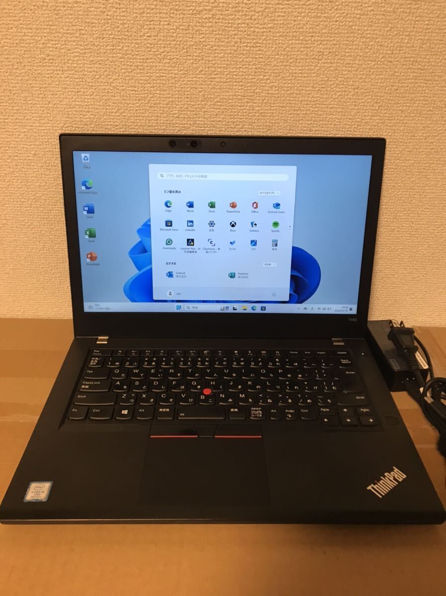 L-1 Lenovo ThinkPad T480 Core i5 8350U 1.7GHz/8GB/ 256GB(SSD)/14W/FHD(1920x1080)/Win11Pro タッチパネル _画像1