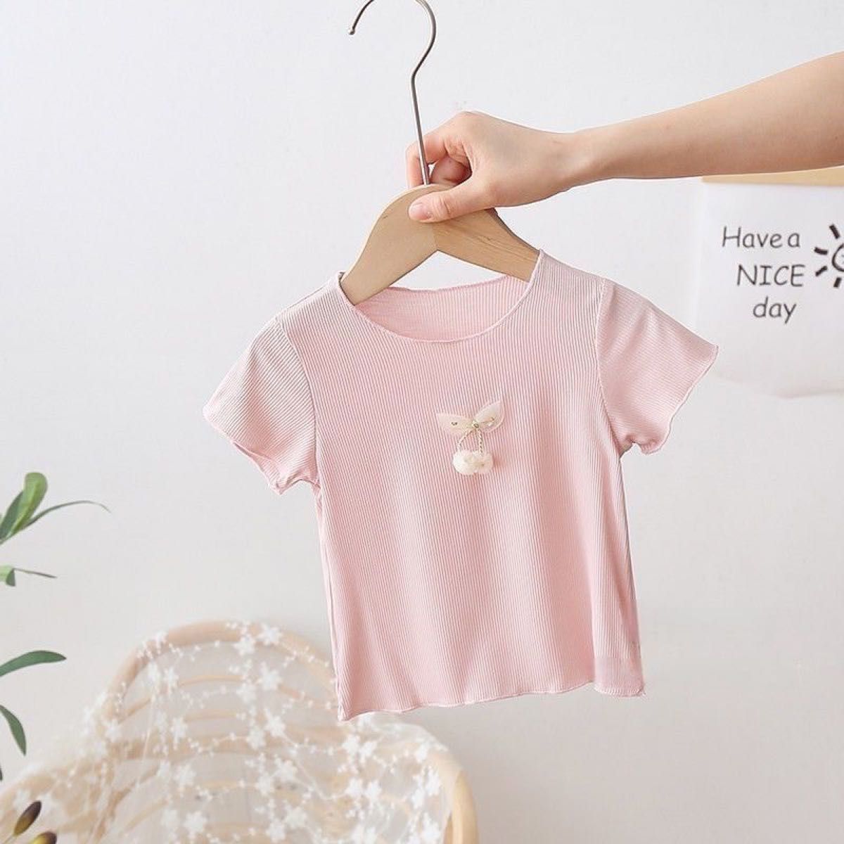 Tシャツ 半袖Tシャツ 半袖 半袖Tシャツ キッズ 子供  女の子 かわいい さくらんぼ ピンク 130