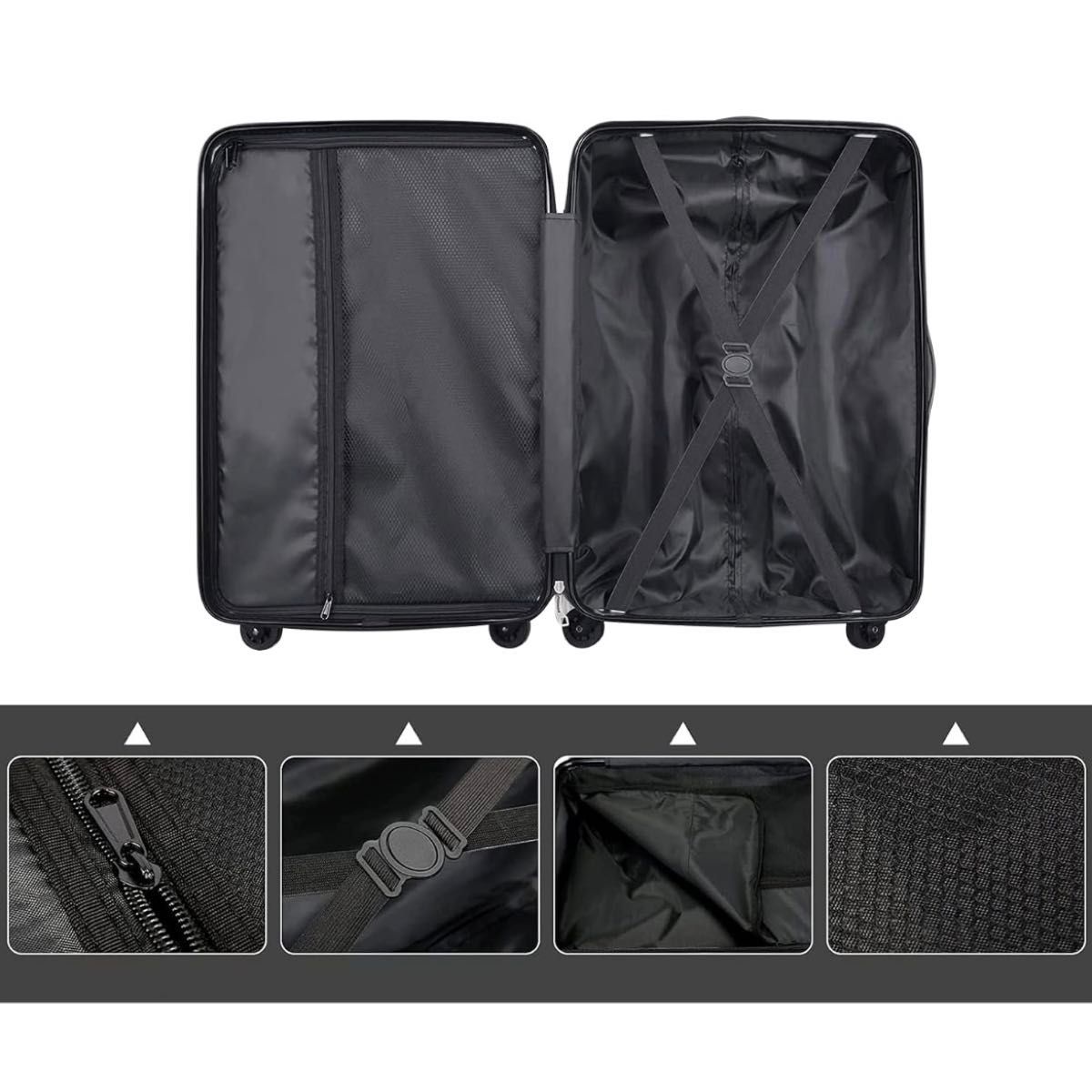 スーツケース キャリーバッグ 2つセット 軽量 耐衝撃 機内持ち込み シルバー キャリーケース 親子セット