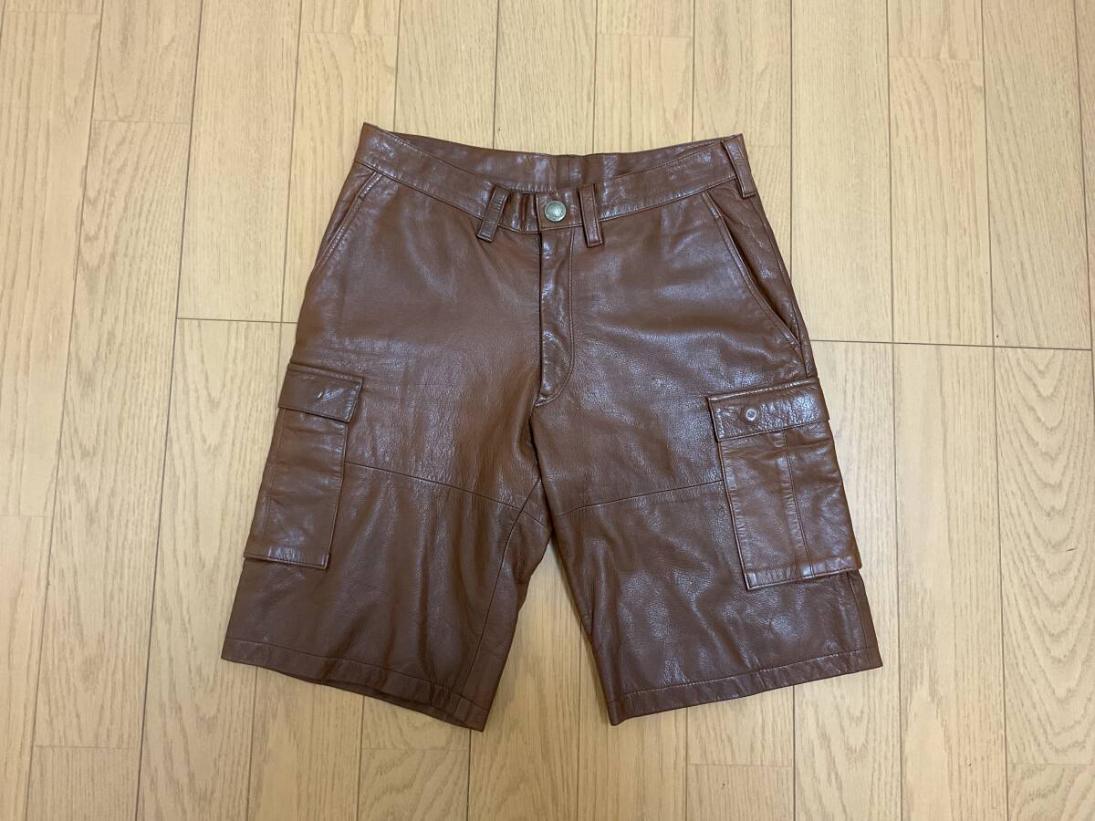  Red Moon REDMOON Dias gold leather cargo shorts L size deer leather Brown 