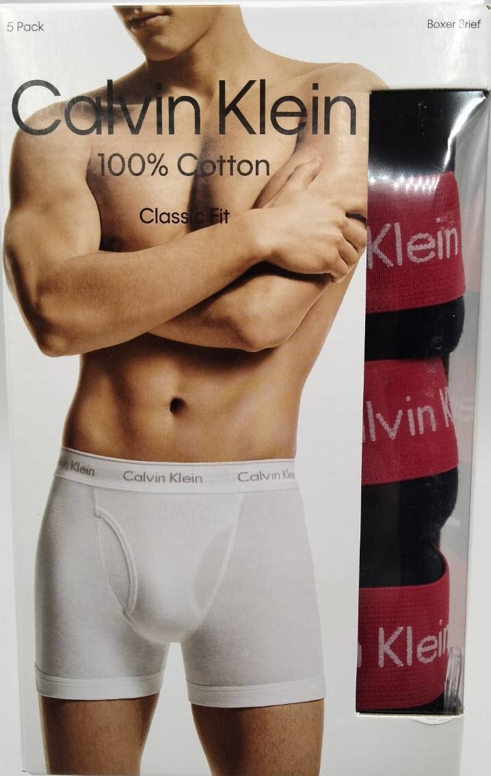 【Lサイズ】Calvin Klein(カルバンクライン) ボクサーブリーフ レッド 3枚セット 100％コットン メンズボクサーパンツ 男性下着 NB1429
