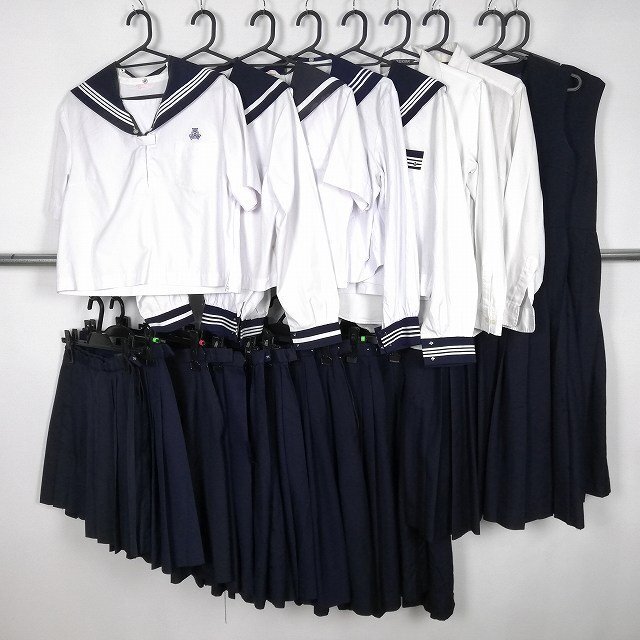 セーラー服 ブラウス スカート ジャンパースカート 1円 中古 制服 学生服 香川三野津中学 セット 詰合わせ 39CS-508 DFの画像1