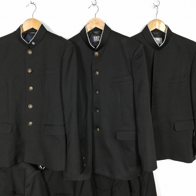 メンズ 学ラン 160A～180A 学生服 無地 黒 1円 中古 制服 学生服 神奈川横須賀大津高校 神奈川中井中学 10枚 セット 詰合わせ 39CS-535 DFの画像3