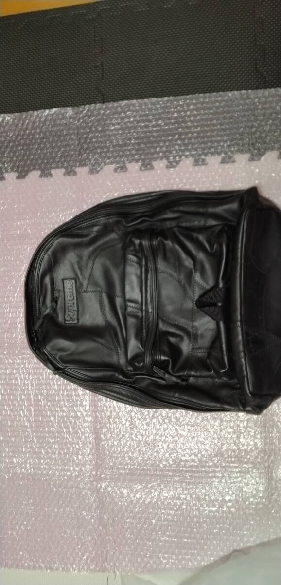 SUPREME leather patchwork backpack BOX LOGO シュプリーム レザー パッチワーク バックパック ボックス ロゴ 黒 カウハイドの画像2
