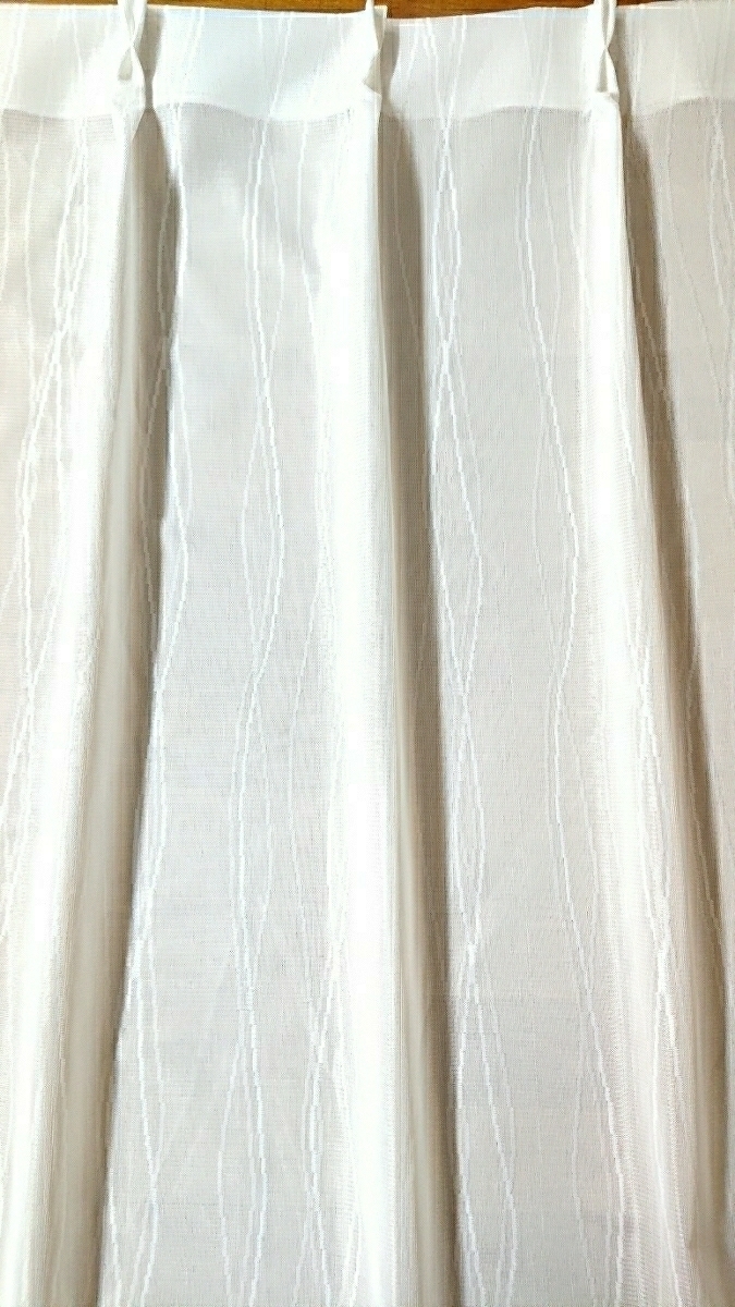 新品 ミラーレースカーテン １００X１３３cm ２枚組 ウェーブロン ホワイト 新生活の画像9