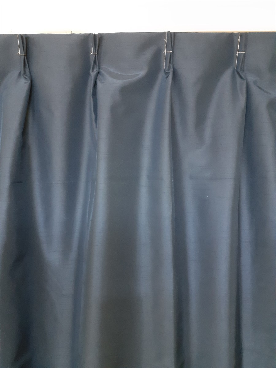 新品 遮光プリントカーテン １００X１７８cm ２枚組 ネイビー系 コーティング素材の画像8
