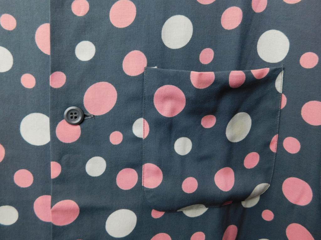 30s40s50s60s Vintage PILGRIMpiru Grimm dot pattern rayon shirt short sleeves gray pink rockabilly 