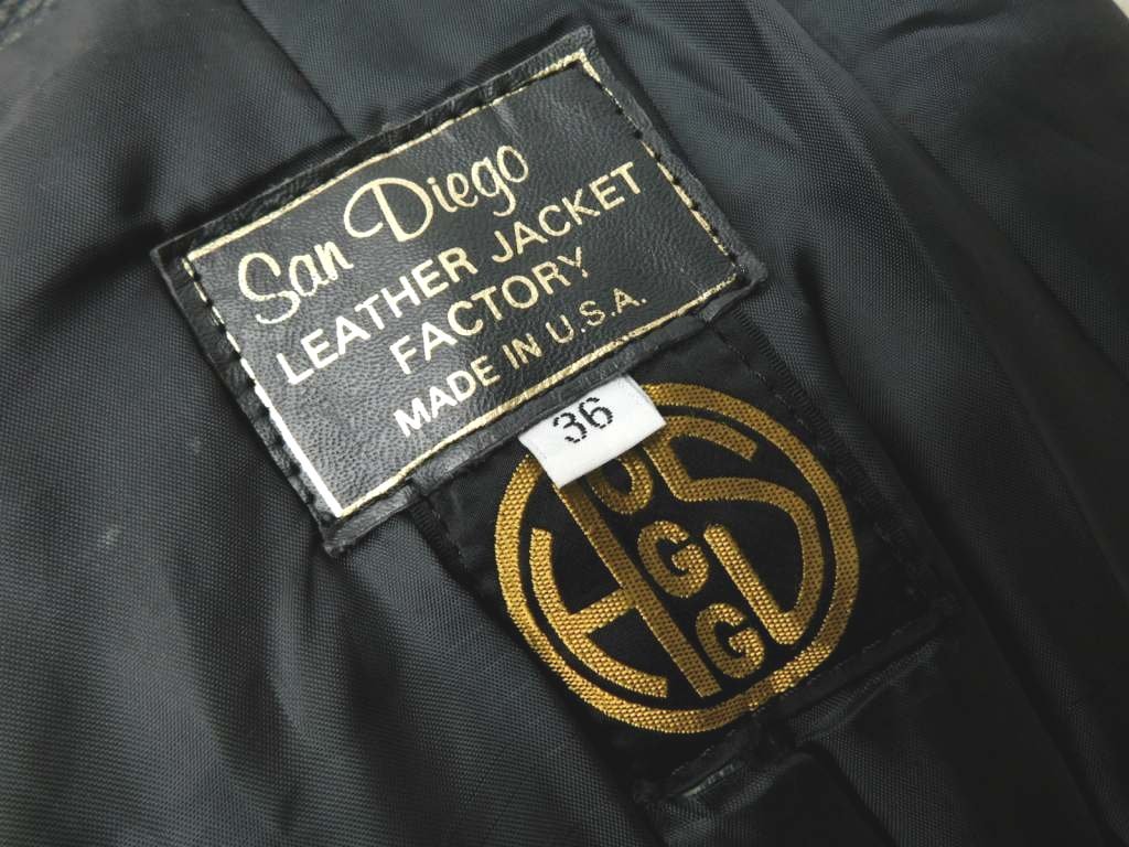 90s00s ビンテージ HOGGS ネペンテス San Diego Leather Jacket Factory レザー ライダースJKT ポリスマン 36 USA製の画像5