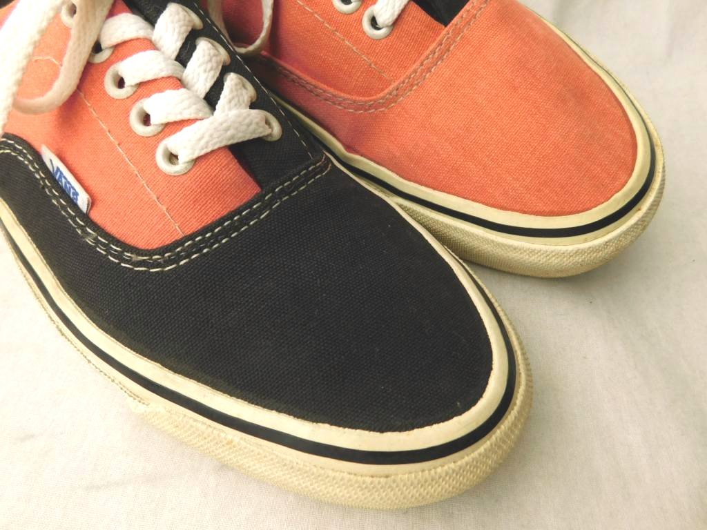 70s 80s ビンテージ VANS バンズ ERA エラ ツートン クレイジー ブラック/オレンジ 91/2 USA製_画像6