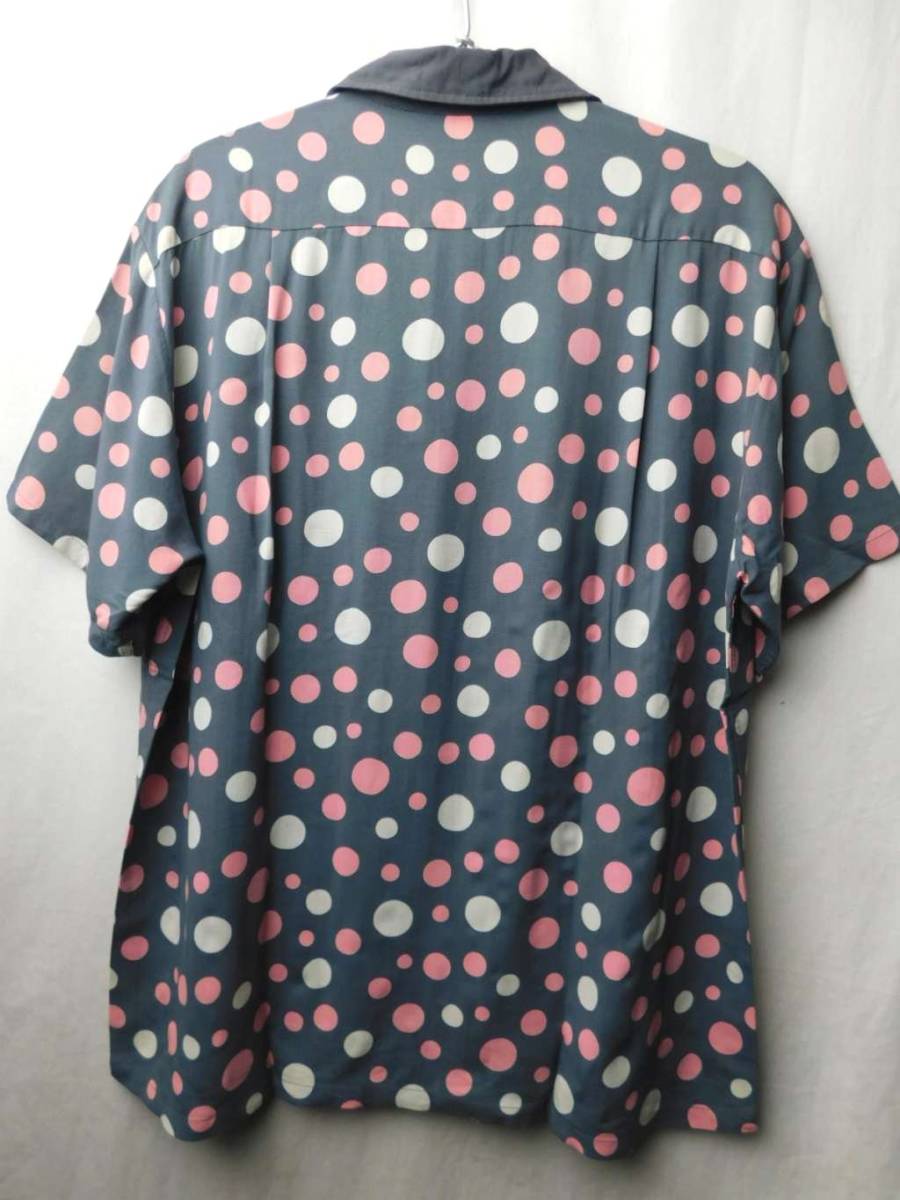 30s40s50s60s Vintage PILGRIMpiru Grimm dot pattern rayon shirt short sleeves gray pink rockabilly 