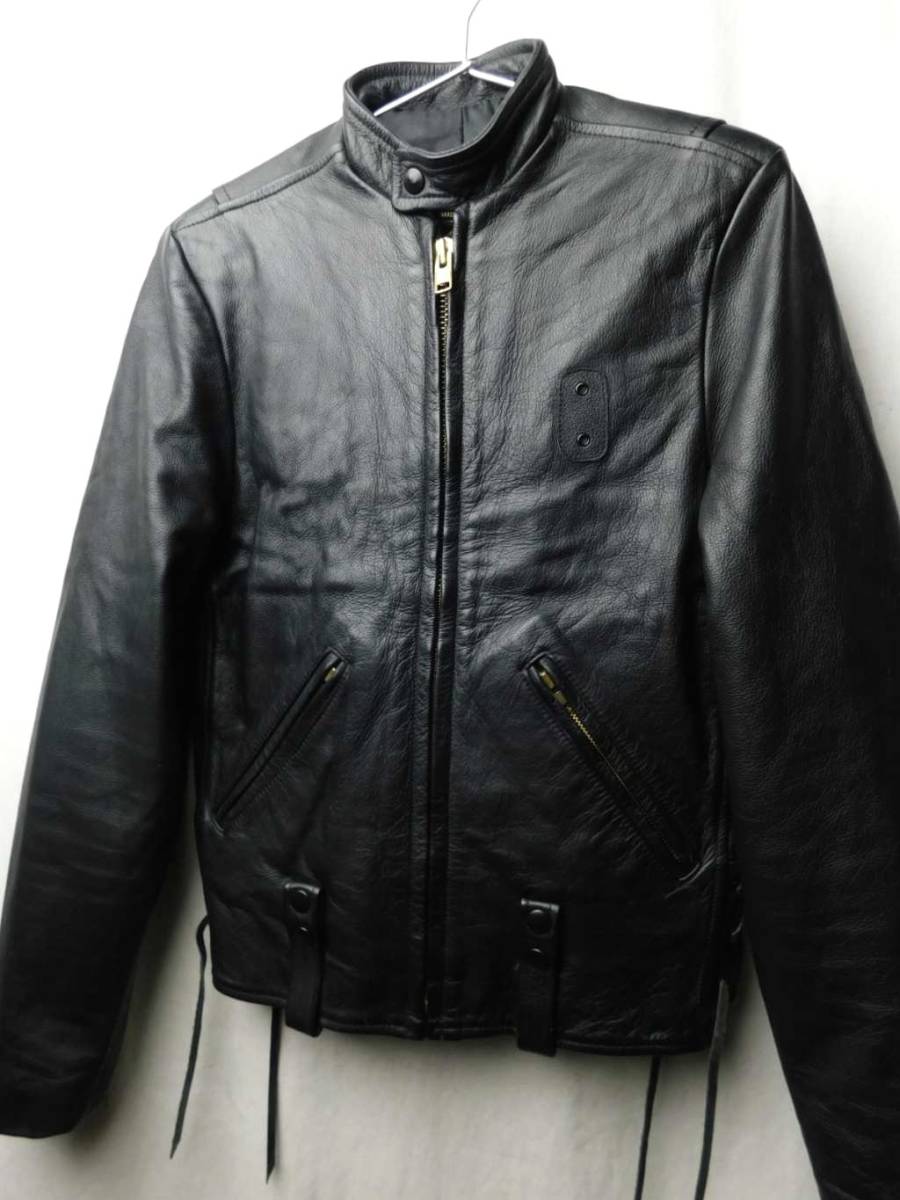 90s00s ビンテージ HOGGS ネペンテス San Diego Leather Jacket Factory レザー ライダースJKT ポリスマン 36 USA製の画像2