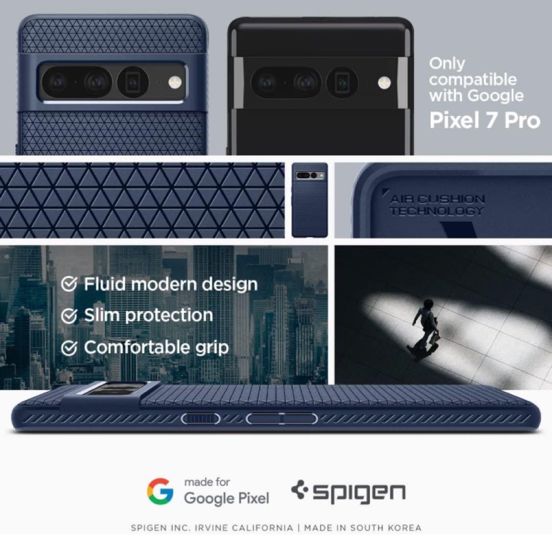 Spigen Pixel7 Pro ケース ソフトケース ワイヤレス充電 紺_画像2