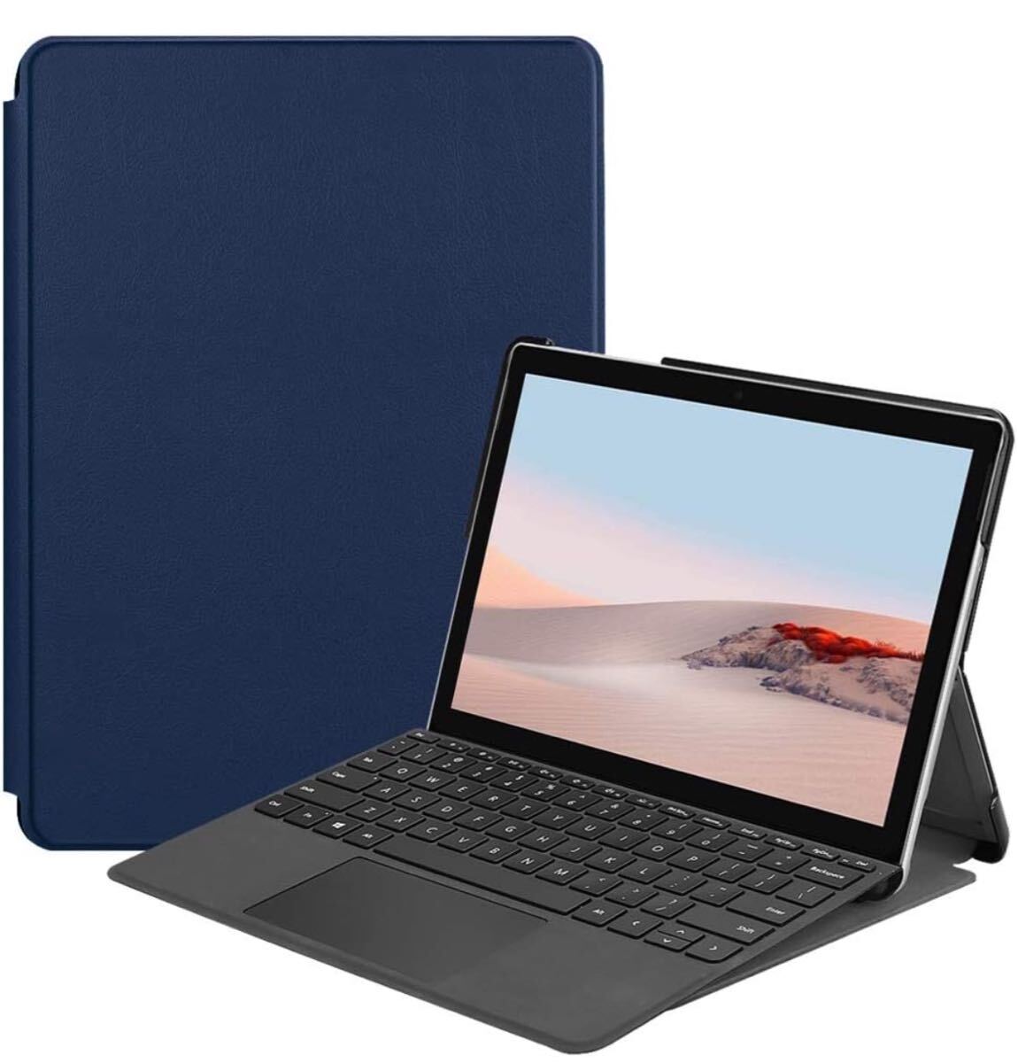 Shron マイクロソフト Surface Go2 / Surface Go3 / Surface Go4 ケース スタンドカバー マグネット PU レザーカバー Surface Go 4 濃い青_画像1