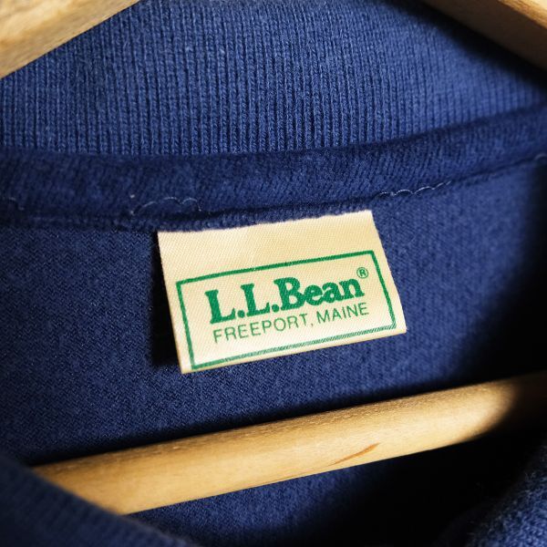 90's LLビーン ベロア ポロ シャツ 紺 (XL位) ネイビー プルオーバー 無地 90年代 旧タグ オールド L.L.Bean アウトドア_画像7