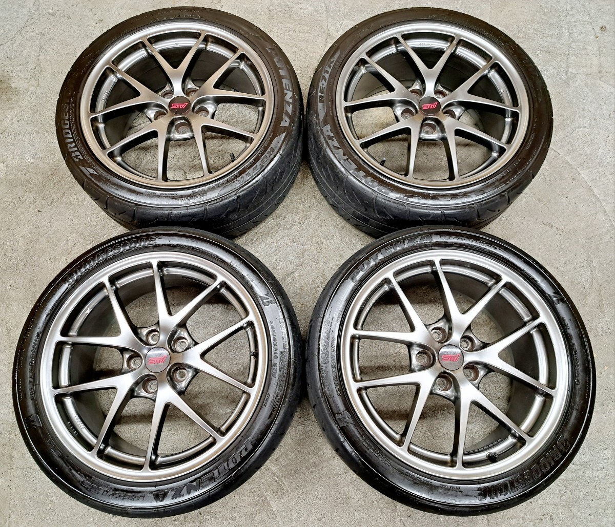 【美品】スバル WRX STI 純正 BBS ホイールタイヤ 2020 ブリヂストン ポテンザRE71RS 245/40R18 8.5J 114.3 S4 VAB レヴォーグ 鍛造 バリ山の画像1