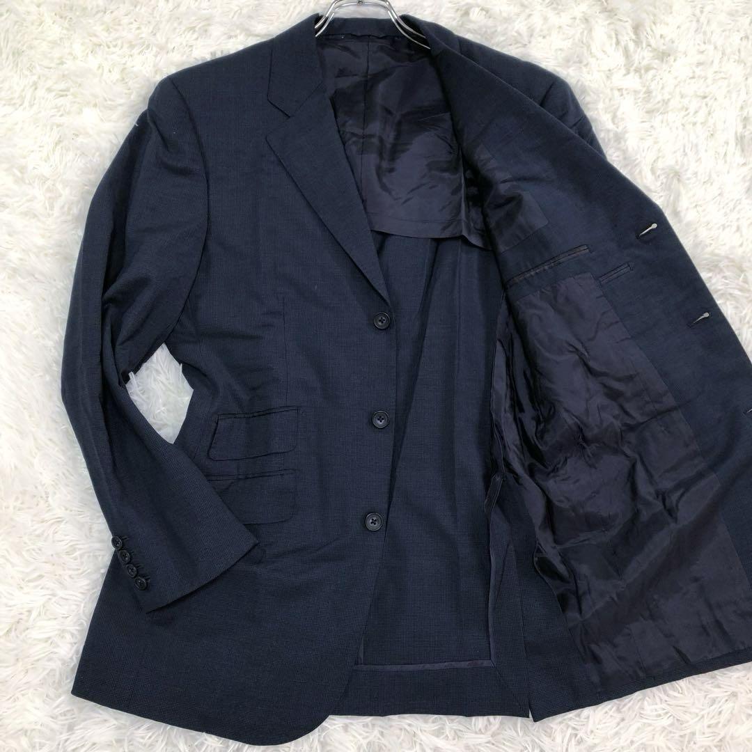 ビームスエフ【リングジャケット製 希少サイズ L 】BEAMS F テーラードジャケット 千鳥格子 紺 ネイビー RING JACKET リングヂャケット_画像1