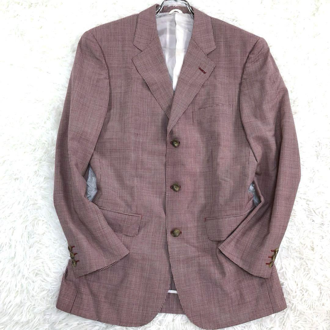 ビームスエフ【リングジャケット製 希少サイズ L】BEAMS F RING JACKET リングヂャケット テーラードジャケット 赤 レッド チェック ウール_画像2