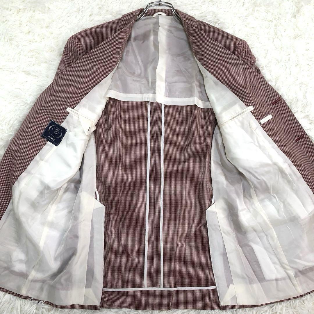 ビームスエフ【リングジャケット製 希少サイズ L】BEAMS F RING JACKET リングヂャケット テーラードジャケット 赤 レッド チェック ウール_画像6