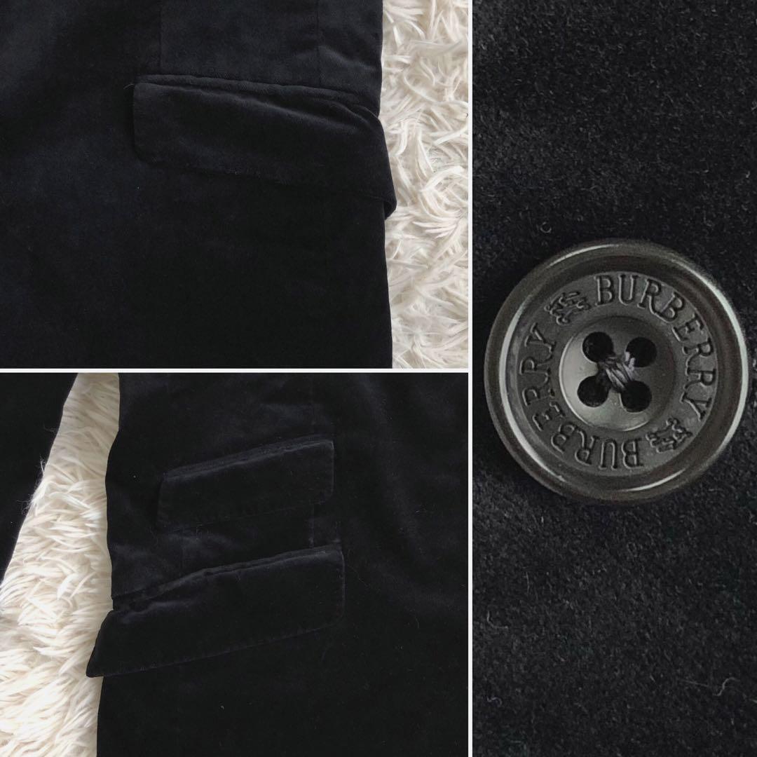 バーバリーブラックレーベル【美品 ベルベット 希少 L】BURBERRY BLACK LABEL テーラードジャケット ブラック 黒 ベロア ノバチェックの画像8