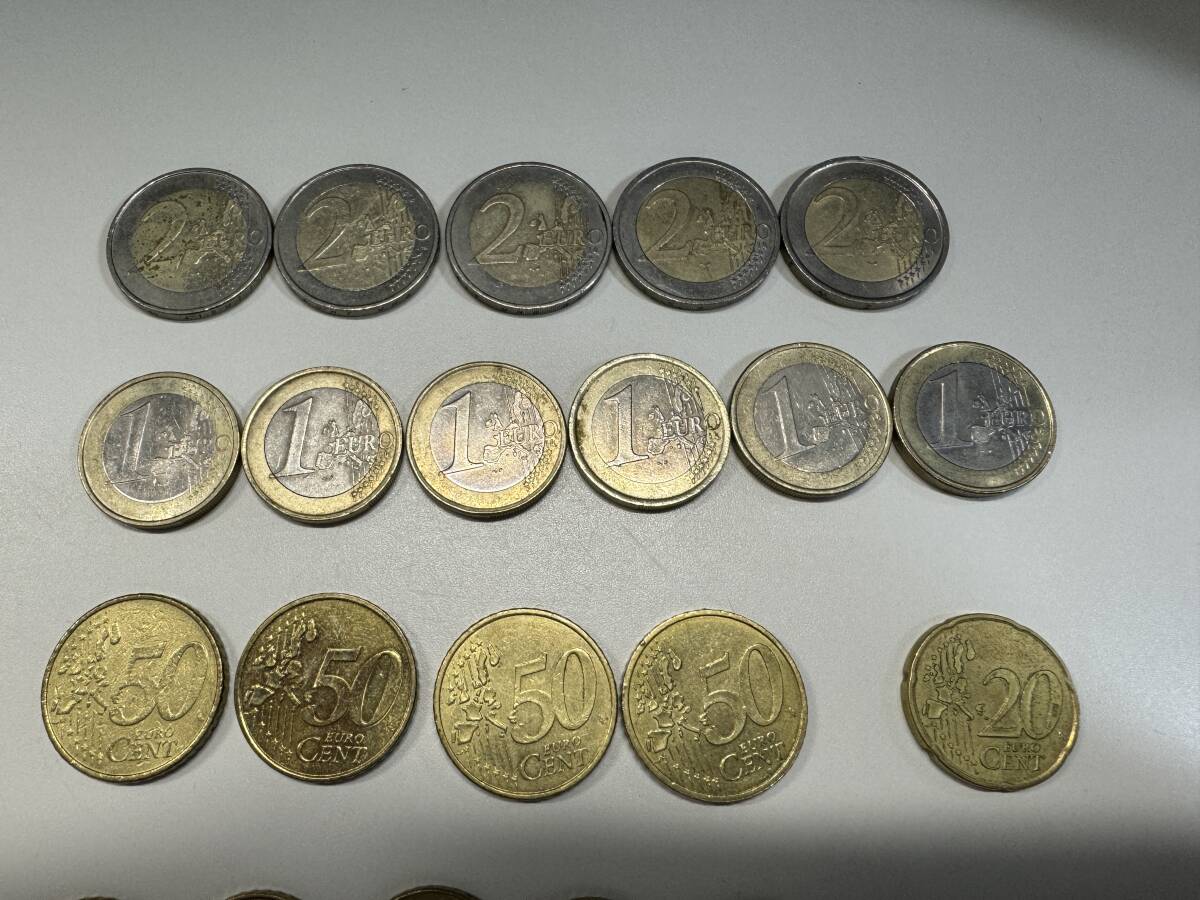(管：外0321)【外国銭】ユーロ 紙幣 硬貨 まとめ 約109ユーロ EURO ヨーロッパ コイン 現状品_画像6