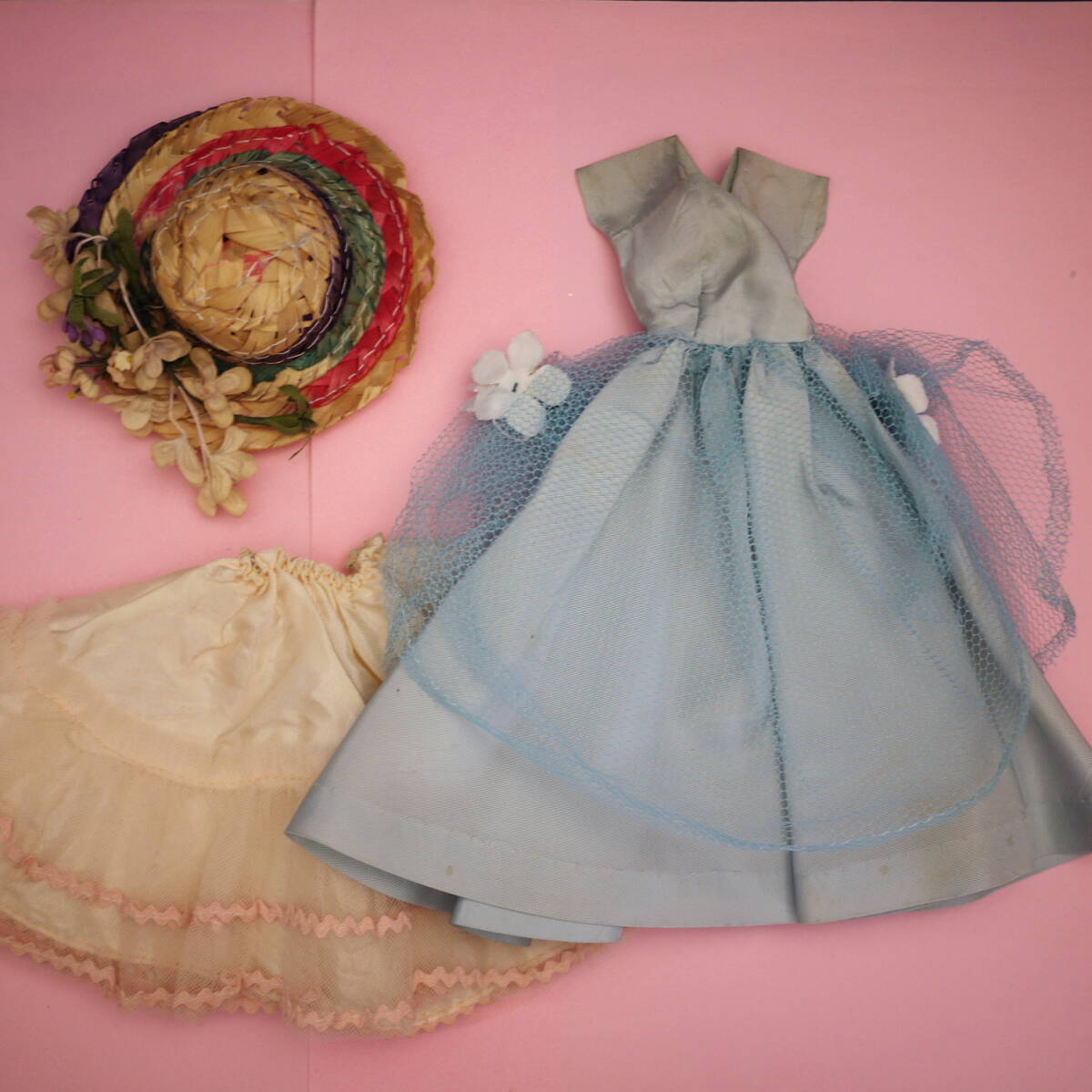 No Doll 210* ヴィンテージ50年代 12インチドールサイズ ブルーグレーのドレスセット ＊タミーちゃんにの画像2