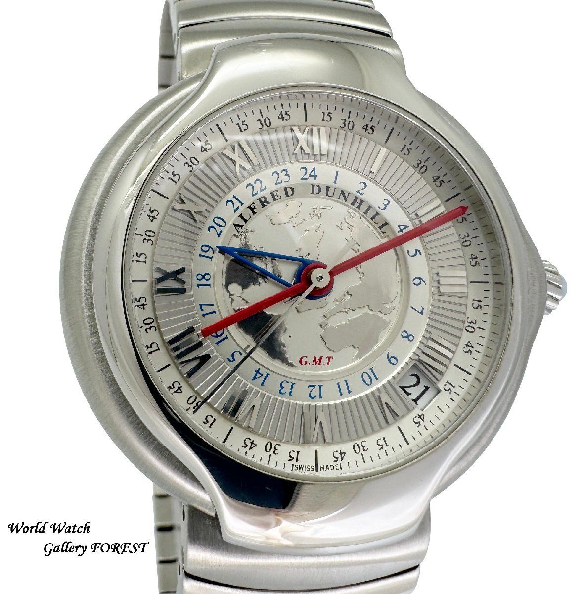 【ダンヒル dunhill ☆ミレニアム GMT】DC2601M 世界1884本限定 中古 メンズ腕時計 自動巻き シルバー文字盤☆Aランク☆