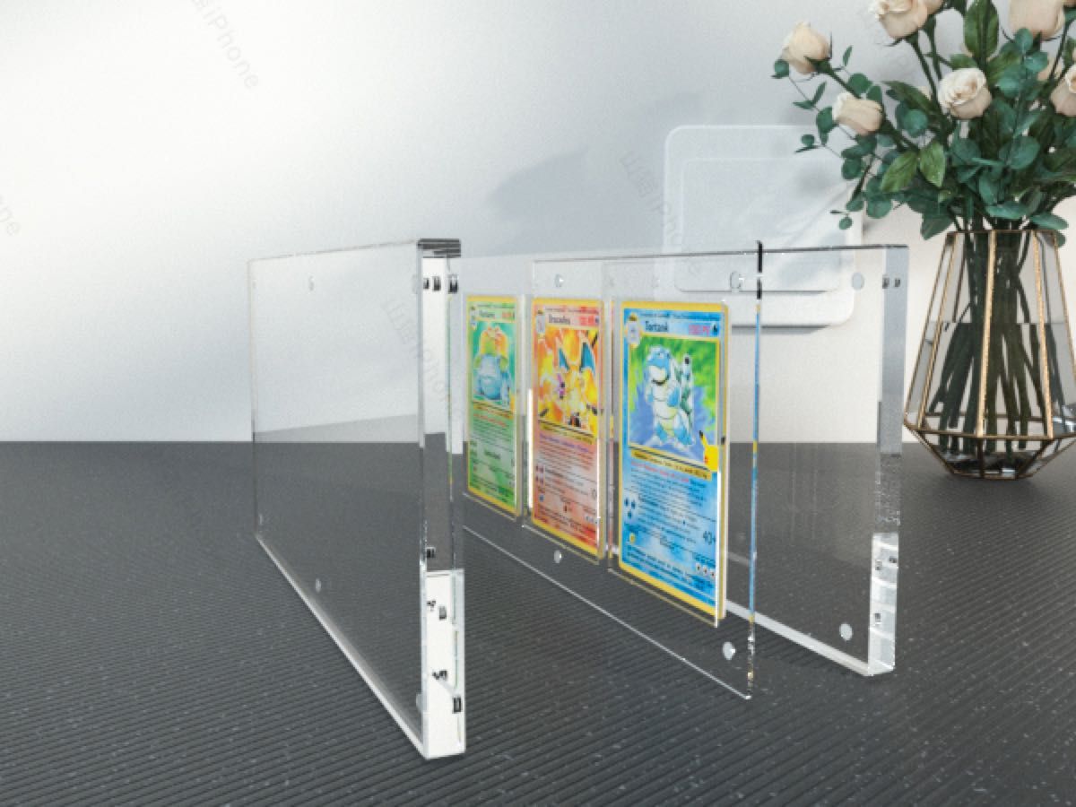 マグネットローダー　カードケース　ディスプレイケース 　トレカケース　ポケカ　遊戯王　UVカット　スタンド付き　3連ローダー　