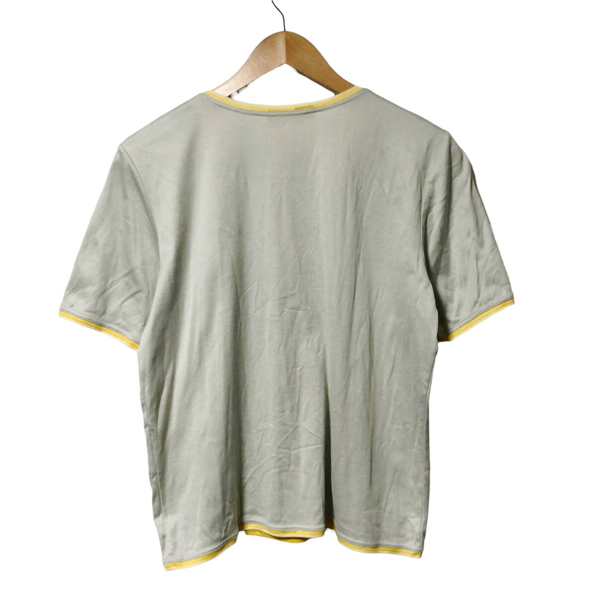LEONARD レオナール Tシャツ カットソー 半袖 ロゴ 刺繍 L グレー イエロー レディース A16_画像2