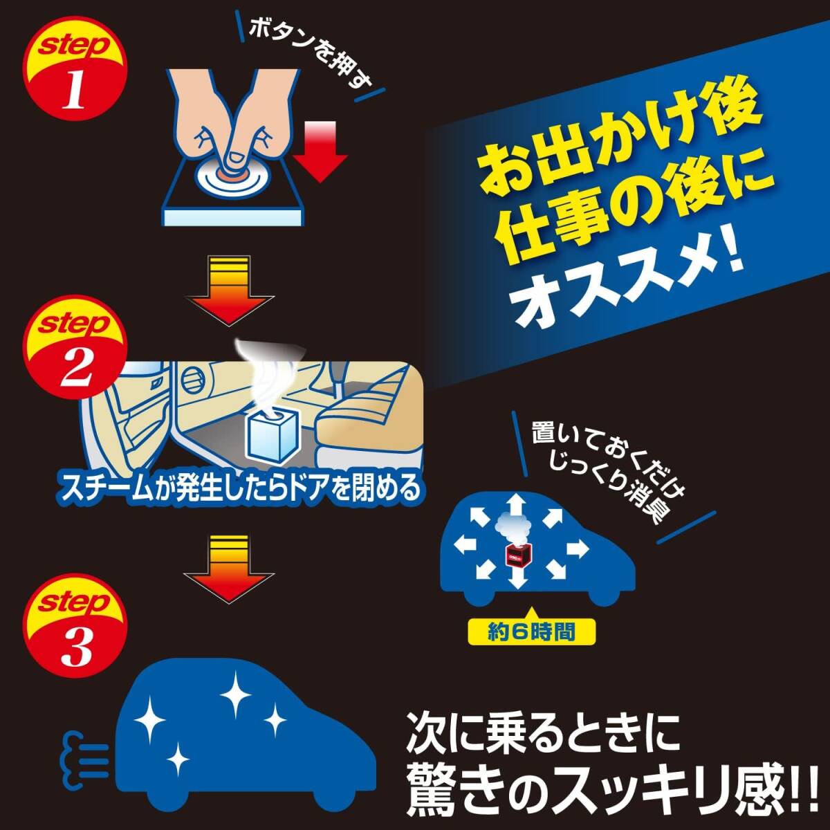 カーメイト 車用 除菌消臭剤 ドクターデオ Dr.DEO プレミアム スチーム 【 浸透タイプ 】 使い切り 【 メントール 配合_画像4